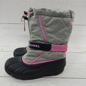 Sorel Winter Flurry Outdoor‎ Snow Boots Youth Size 5 Gray Pink Black NY1965-061
